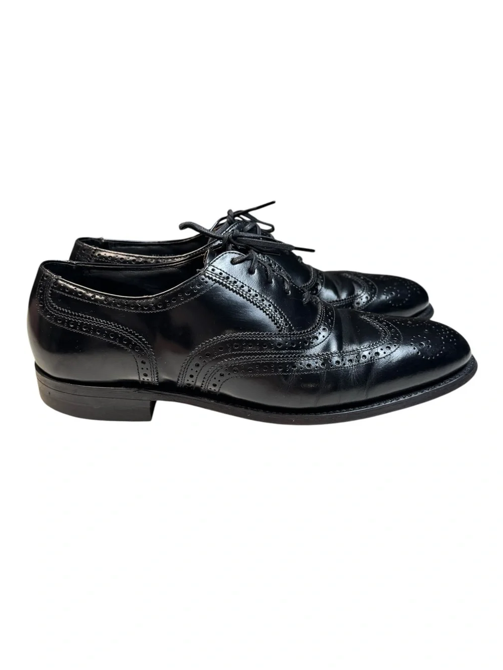 Vintage Hanover Master Flex Black Leather Wingtip Oxford Dress Shoes USA 10 D